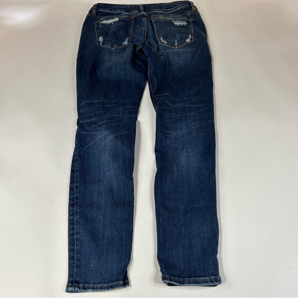 Silver Jeans Women’s Suki Skinny W29/L29 Dark Wash Distressed Blue Denim #1536 - Picture 4 of 14
